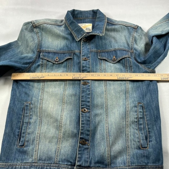 Y2K Denim Jacket Men 2XL Parish‎ Nation Blue Faded Vintage Streetwear - Picture 12 of 15